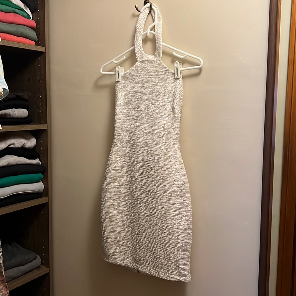 White, shimmery mini dress